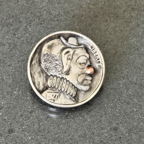 1927 buffalo nickel carved - nickel,
