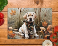 Labrador Puppy Lake and Leaves