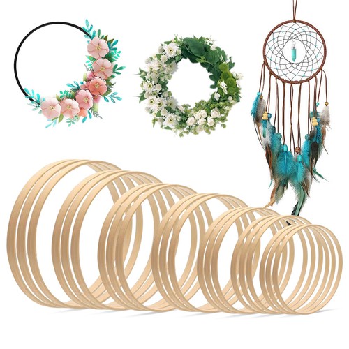 Wooden wreath rings 21pcs - wooden,