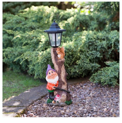 Garden gnome with solar lamp - gnome,
