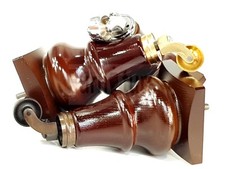 4x Wood Sofa Castor Legs M8 Replacement Chair, Settee Furniture Feet 190mm High