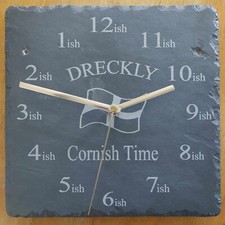 Backwards Dreckly Slate Clock
