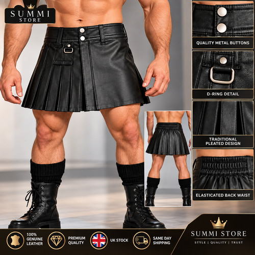 Men black leather scottish - black,