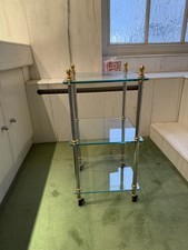 Glass and Brass Rolling Cart