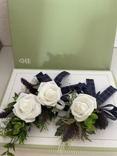 Corsage And Buttonhole Purple Thistle Ivory Rose Pride /Scotland Tartan Ribbon