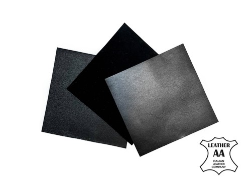 Black genuine leather pieces - 3,