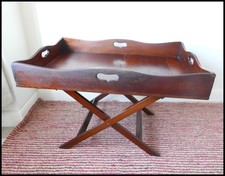 Antique Butlers Tray Large Foldable Stand Coffee Side Table
