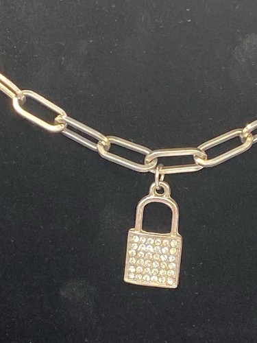 Necklace silver tone paperclip - necklace,