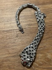 Panther / leopard / cheetah sparkly articulated clasp bracelet vgc