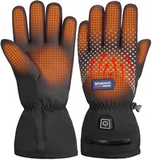BRUBAKER Heated Gloves Men Women Skiing Gloves 3 Heating Levels Waterproof