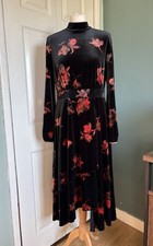 Biba Black Velvet Dress Midi