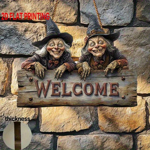 Wooden welcome witches wall - wooden,