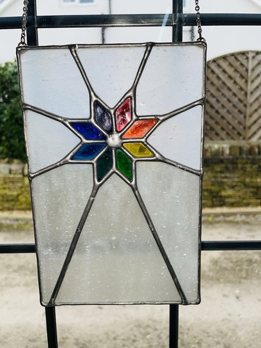 Stained glass sunburst - glass, hanging