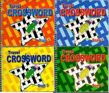 Set 4 x Crossword Puzzle Books A5 Spiral Bound 192 Pages Cross Word Game Puzzles