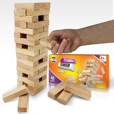 Wooden Tumbling Tower Game Traditional Stacking Family Kids Travel Friendly Mini
