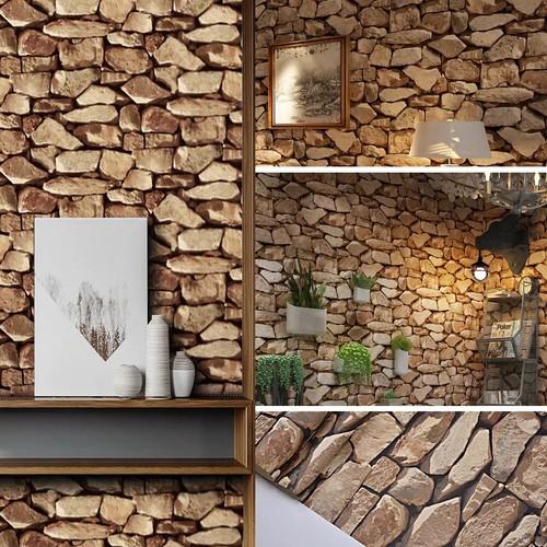 Rustic stone wall paper roll - rustic,