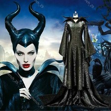 Women Maleficent Evil Queen Adults Cosplay Costume Party Halloween Fancy Dress!
