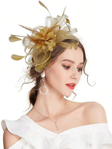 Flower feather hair - flower, hat