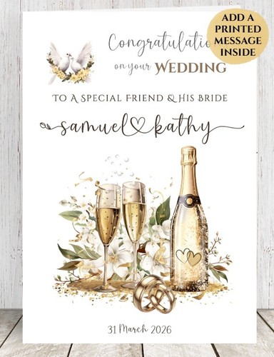 Personalised wedding day card - personalised,