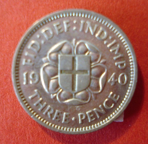 Silver brass threepence - brass,