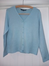 Women's Aqua Cardigan,Sparkly Metallic Thread. Size 14,New, Excellent Condition