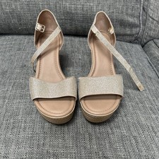 Ladies Gold Sparkly Wedge