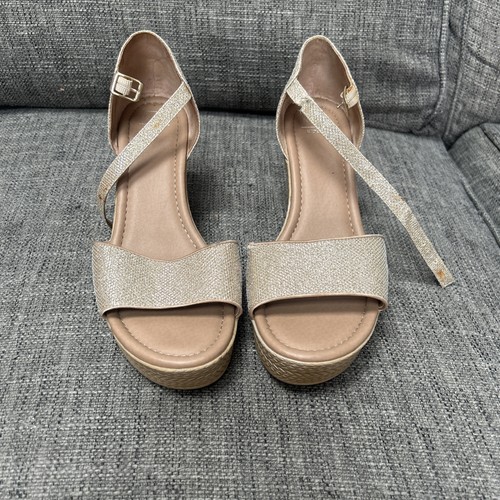 Ladies gold sparkly wedge - gold,