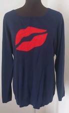 Navy Blue Jumper With Red Lips