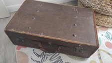 Vintage Suitcase Brown Wooden Luggage Travel Case