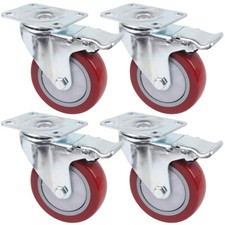 4X 100/125mm Heavy Duty PU Swivel Castor Wheels Furniture Trolley 800KG Load NEW