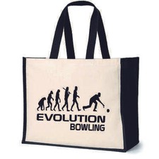 Evolution Of Bowling Tote Bag Crown Green Bowls Gift Ladies Canvas Shopper