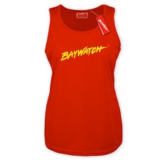 LICENSED BAYWATCH ® LADIES RED COOLTEX VEST TOP RACER BACK LIFEGUARD FANCY DRESS