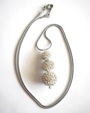 SHAMBALLA NECKLACE 19 inch long WHITE CRYSTAL BALL PENDANT ON  A SNAKE CHAIN