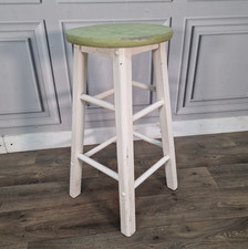 Vintage Wooden Bar Stool – Rustic Painted Kitchen Seat – Farmhouse - Up-Cycle