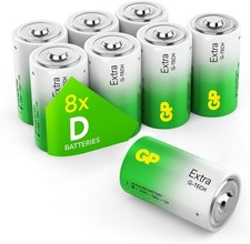 Size/Type D Batteries Pack of 8 LR20 batteries 1.5V by GP D x 8 