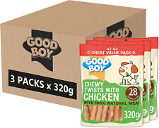 3 X GOOD BOY CHEWY TWISTS WITH CHICKEN DOG TREATS 320G 05630 GREAT VALUE TASTY