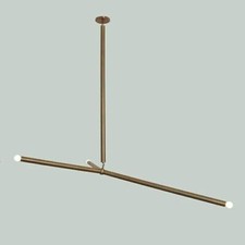 3 Arm Stilnovo Style Brass Sputnik Ceiling Pendent Slingshot Light Raw Brass