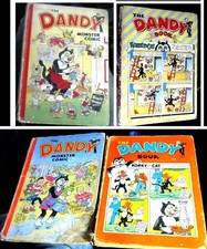 DANDY MONSTER COMIC 1950+1952+1954+1956 D.C.Thomson the Annuals 4 Books (1949)
