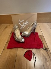 Christian Louboutin Metallic Gold Lady Peep Toe Spikes Platform , genuine