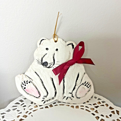 Large clay polar bear - "polar, bear"