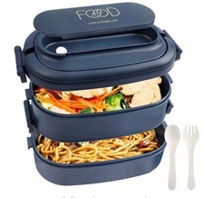 OITUGG 2-LAYER LUNCH BOX 1550 ML BENTO BOX WITH 3 COMPARTMENTS AND CUTLERY