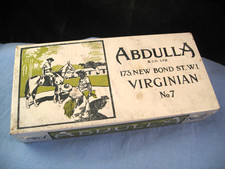 VINTAGE CIGARETTE TIN TOBACCO BOX ABDULLA COWBOY HORSE SOLDIERS ORIGINAL LABEL