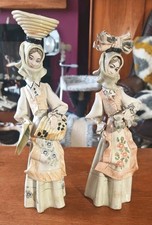 Pair of Vintage Stelio Mola Ceramic Figurines Ladies Cagliari Italy 