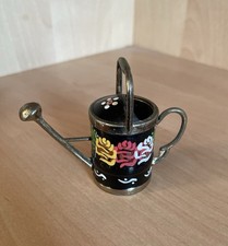 Canal Folk Art Small Cute Watering Can Ornament Black With Canal Art Roses