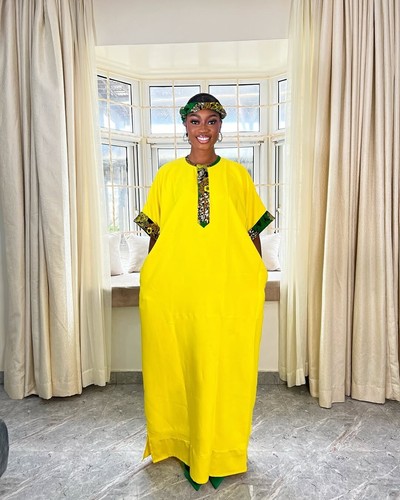 Queen abu yellow kaftan - queen,