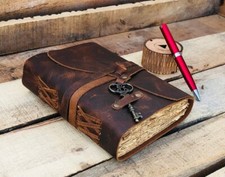 Leather Journal-Handmade Deckle Edge Paper Leather Bound Journal -Book of Shadow