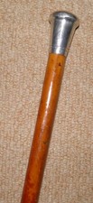 Edwardian Malacca Walking Stick Cane Hallmarked 1913 Silver Top Francis Tufnell