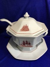 **ULTRA RARE SET** Wedgwood 'Flying Cloud' Large Soup Tureen, Ladle & Stand