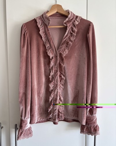 Dusty pink velvet ruffle - velvet,