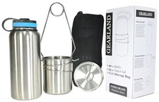 Canteen Stainless Steel Water Bottle with Nested Camping Cup and Lid for Bug ...